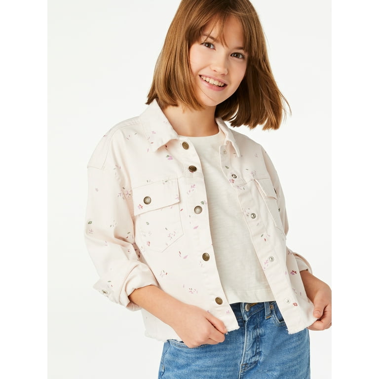 Free Assembly Girls Cut-Off Denim Jacket, Sizes 4-18 