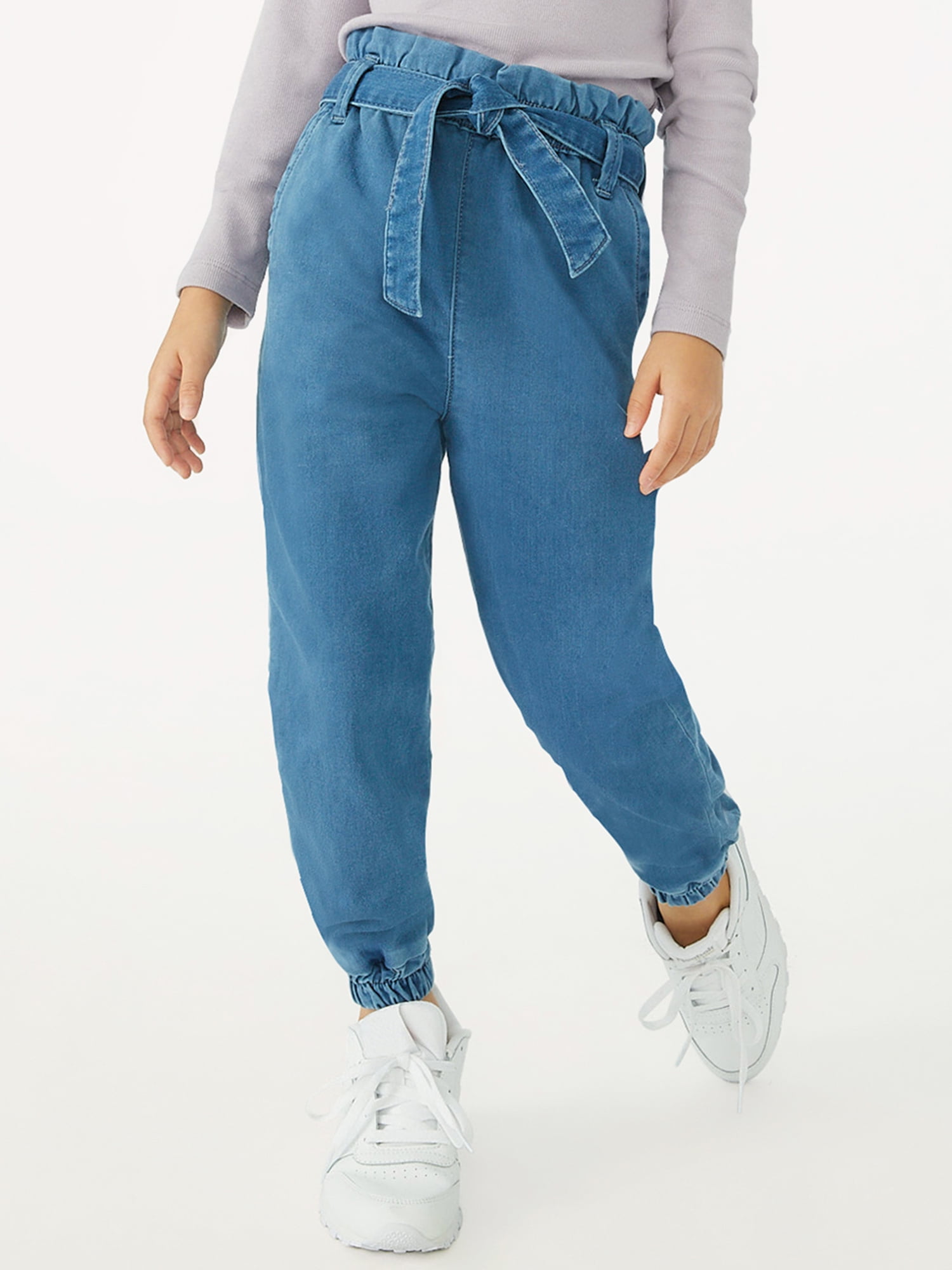 Blue Tie Waist Jogger Jeans