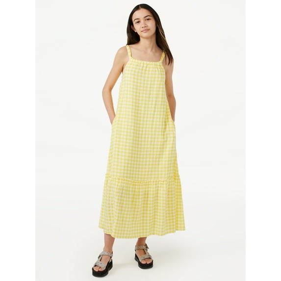 Free Assembly Girls Gingham Maxi Dress, Sizes 4-18