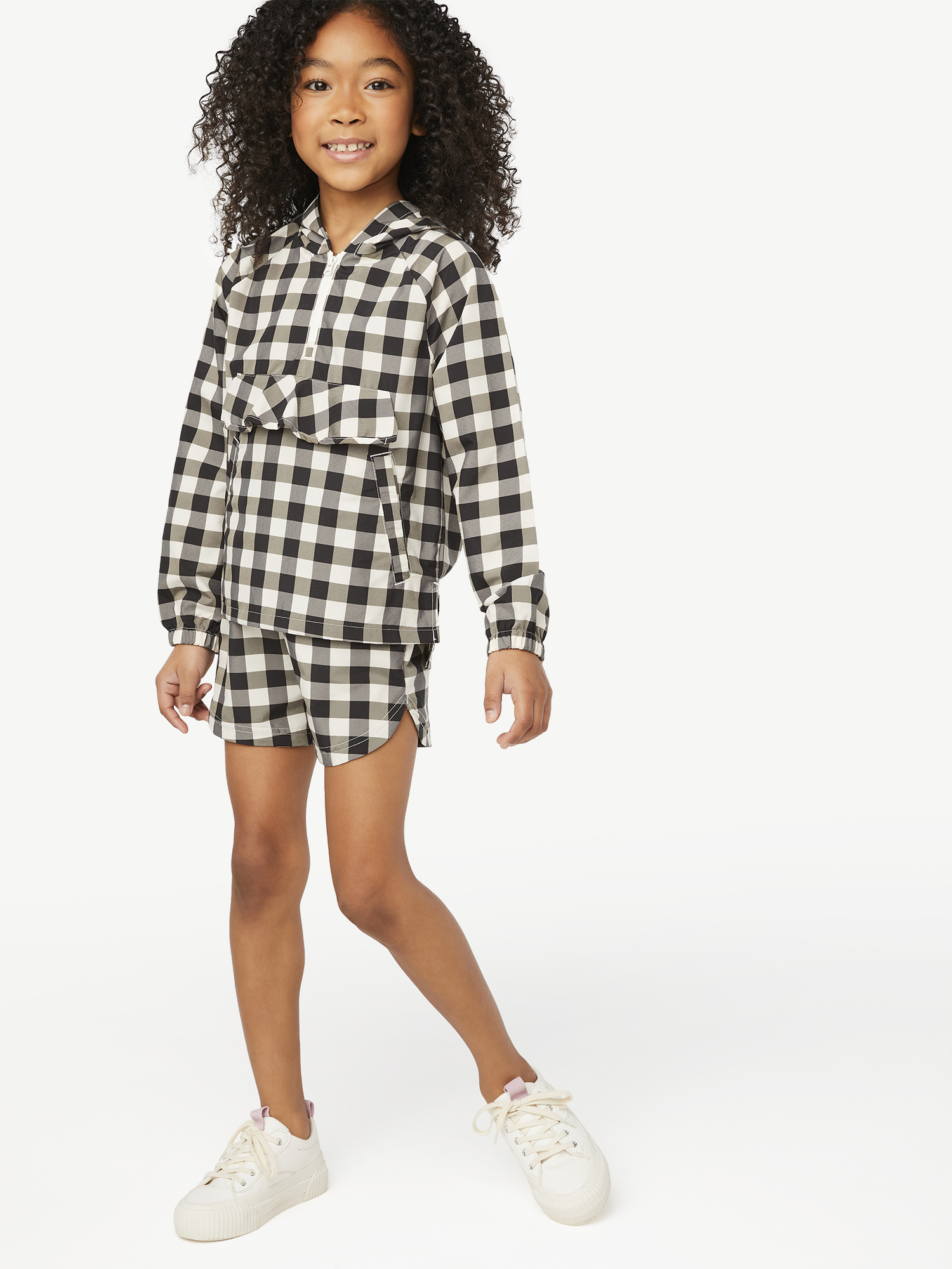 Free Assembly Girls Gingham Windbreaker and Short Set, 2-Piece, Sizes 4-18 - image 1 of 6