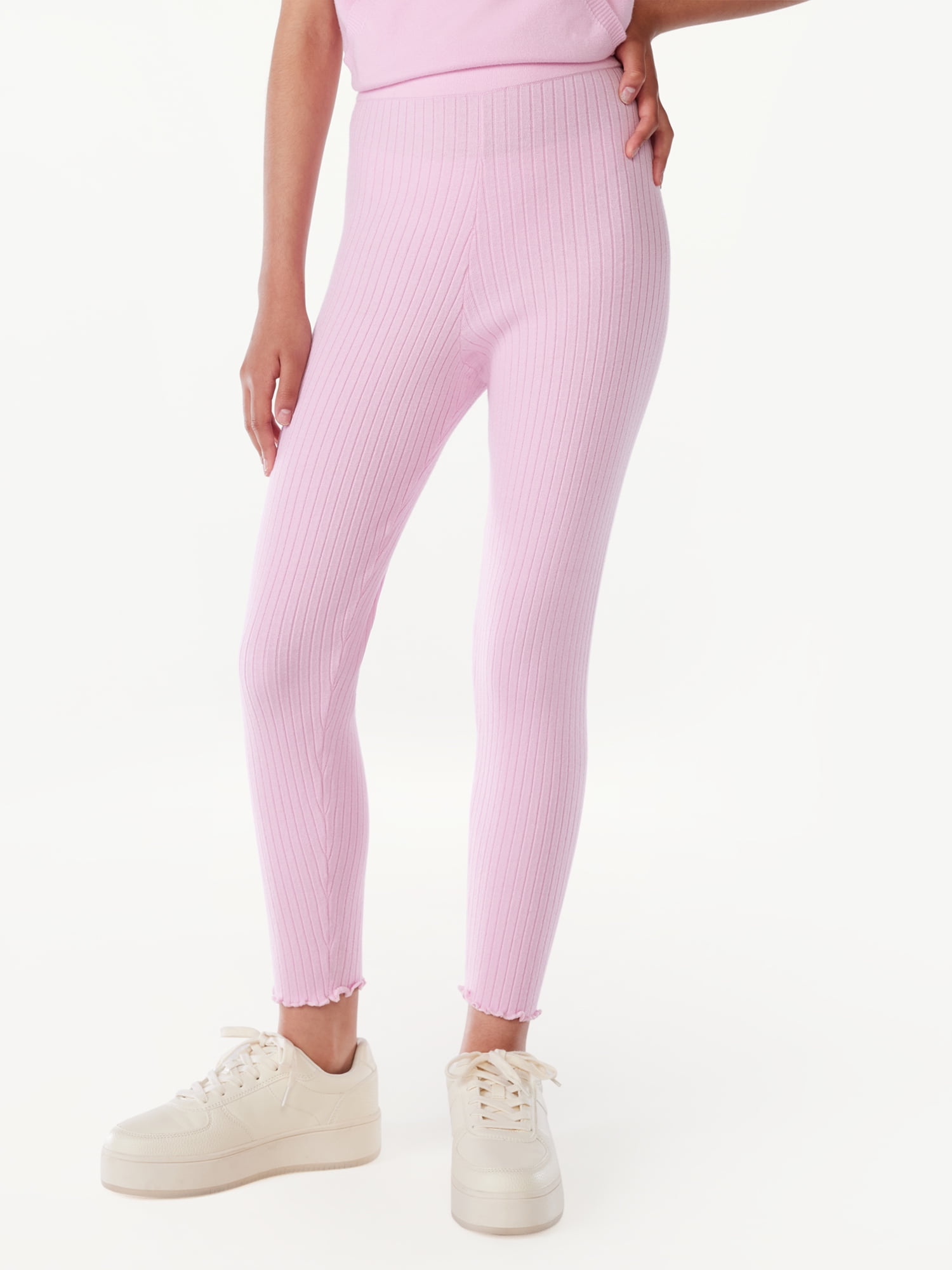 Free Assembly Girls Ribbed Sweater Leggings, Sizes 4-18