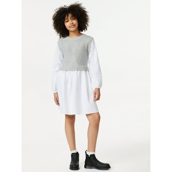 Free Assembly Girls Sweater Vest Dress, Sizes 4-18