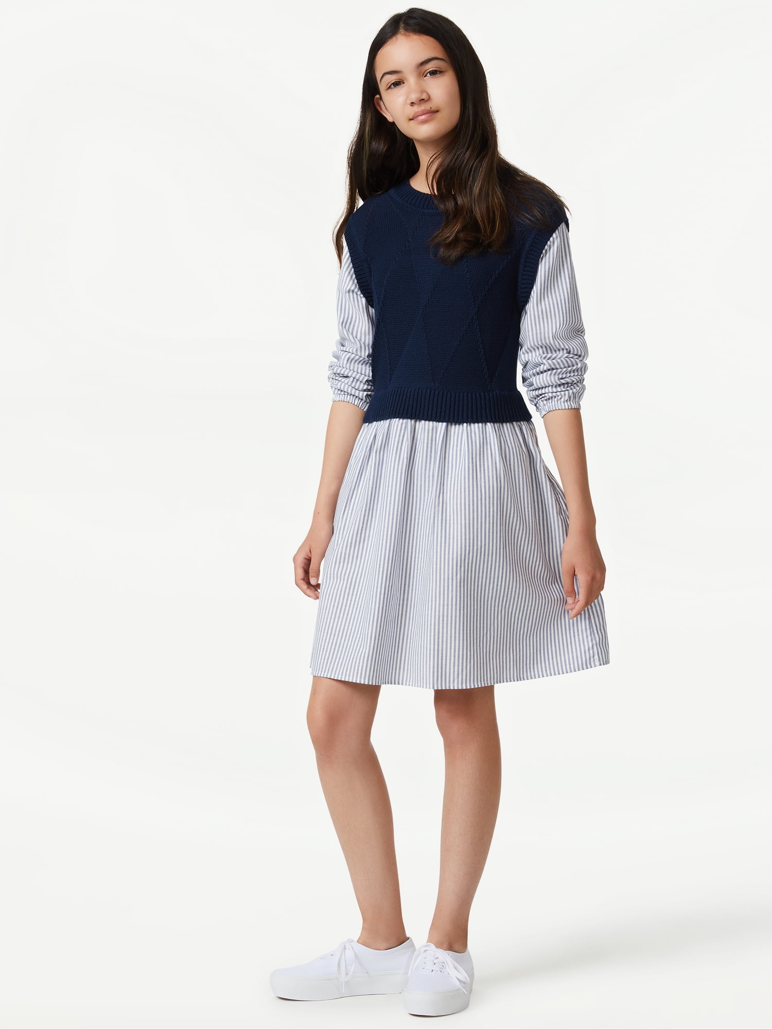 Free Assembly Girls Sweater Vest Dress, Sizes 4-18