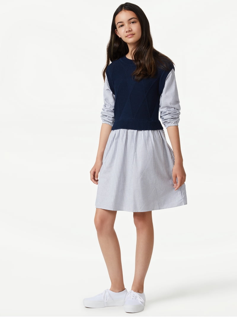 Free Assembly Girls Sweater Vest Dress - Walmart.com