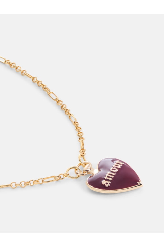 Women's Amour Heart Pendant Necklace, 16" + 3" Extender