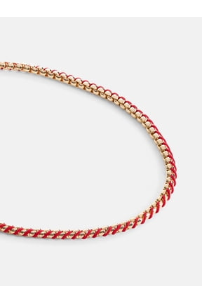 Women's Gold-Tone and Red Cord Chain Necklace, 16" + 3" Extender