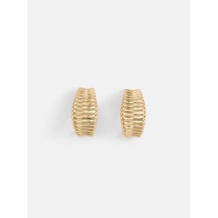 Free Assembly Women's Ribbed Goldtone J Hoop Earrings