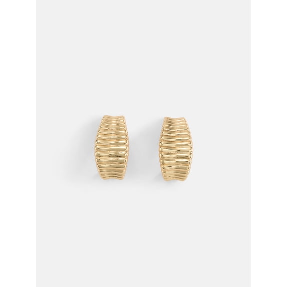 Free Assembly Women's Ribbed Goldtone J Hoop Earrings