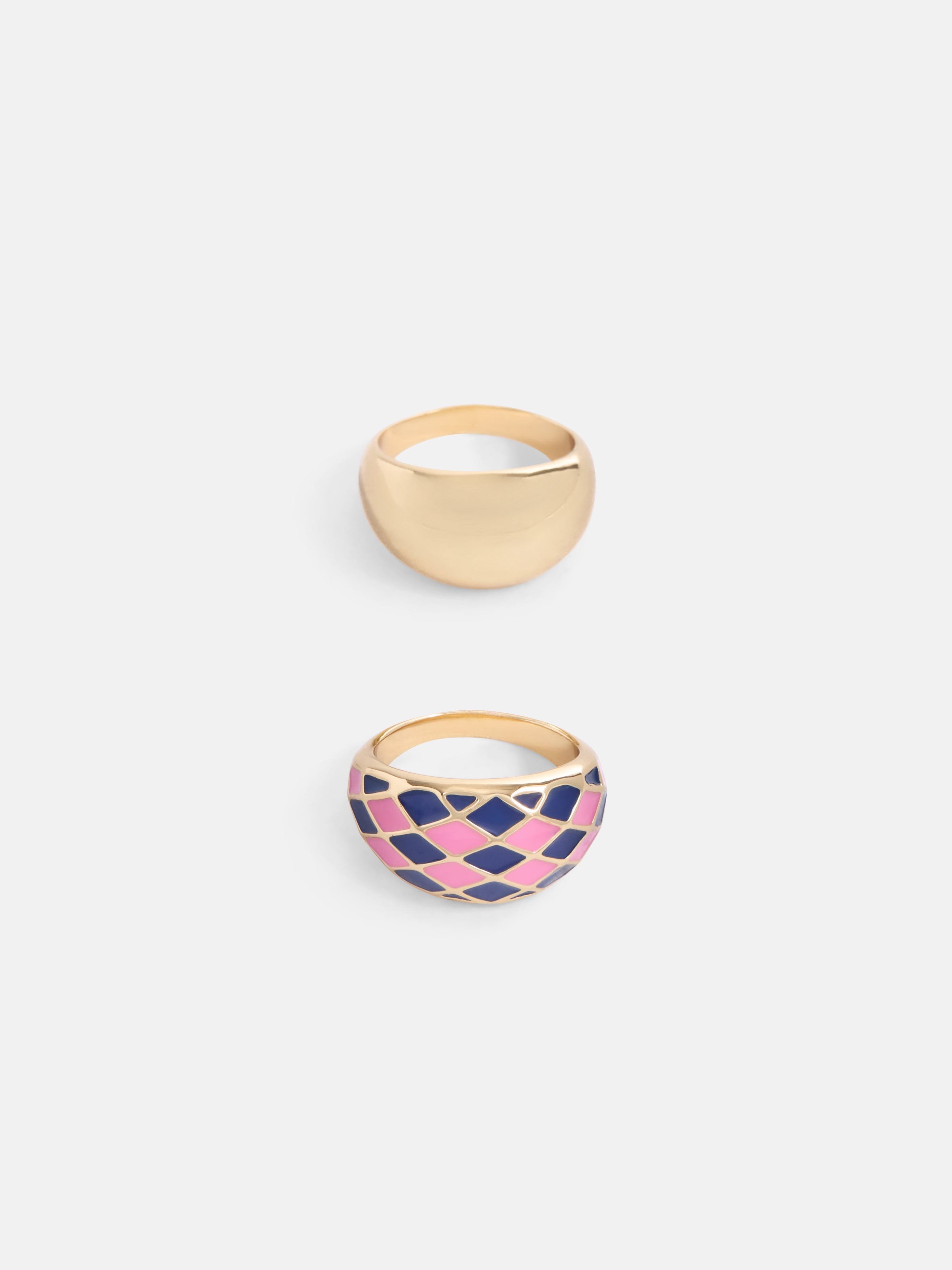 Free Assembly Women's Goldtone Enamel Dome Ring Set, 2-Piece, Size 7