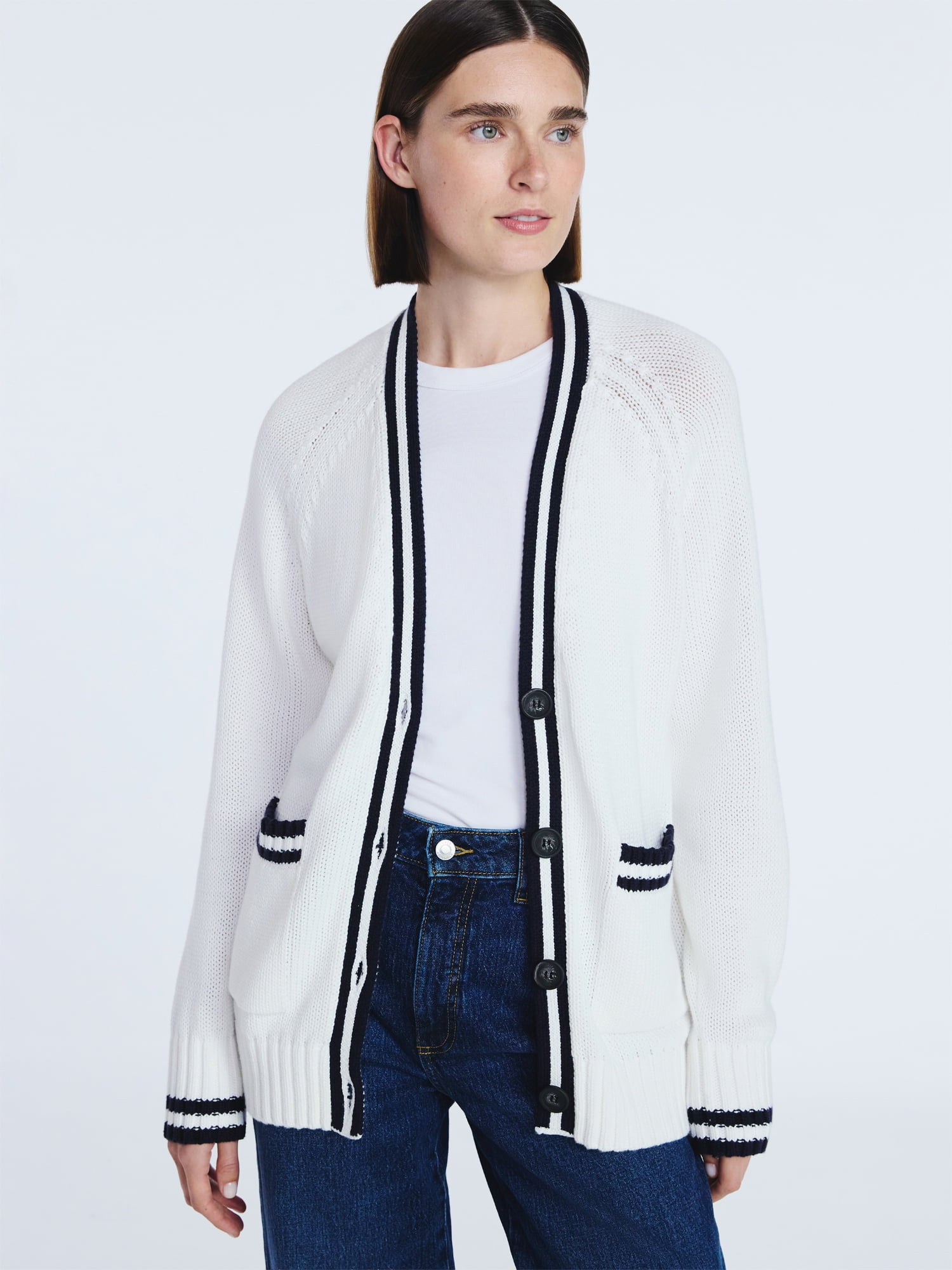 Free Assembly Women's and Women's Plus Cotton Grandpa Cardigan Sweater, Sizes XS-4X