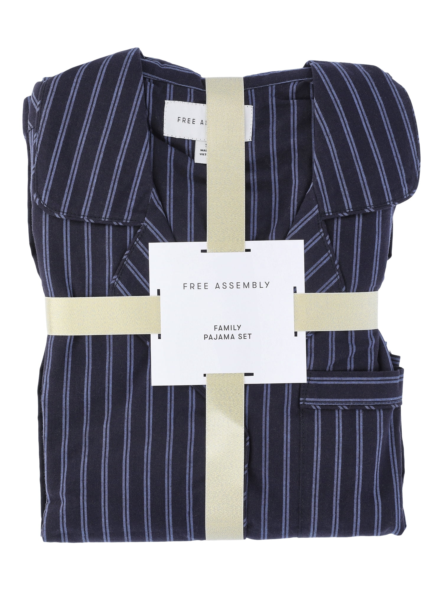 Free Assembly Matching Family Pajamas Kids' Notch Collar Top and Pants Gift Set, 2-Piece, Sizes XS-XXL