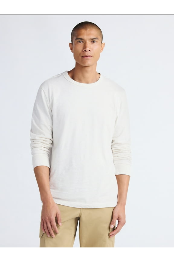 Men's Everyday Cotton Tee with Long Sleeves, Sizes XS-3XL