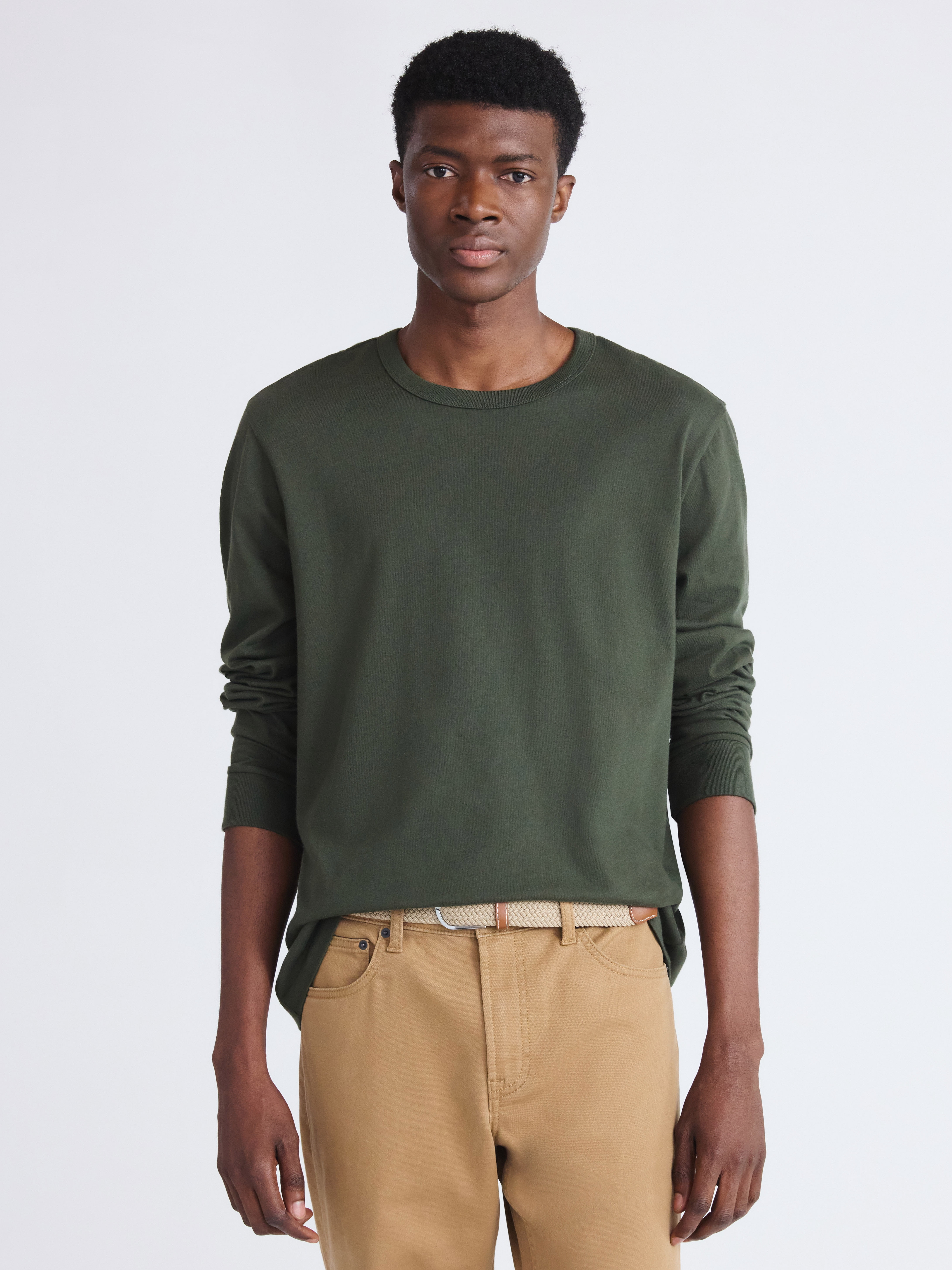 Free Assembly Men's Everyday Cotton Tee with Long Sleeves, Sizes XS-3XL