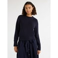 thumbnail image 1 of Free Assembly Women’s Cotton Saddle Shoulder Sweater with Long Sleeves, Sizes XS-3XL, 1 of 5