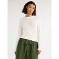 thumbnail image 1 of Free Assembly Women’s Cotton Saddle Shoulder Sweater with Long Sleeves, Sizes XS-3XL, 1 of 5