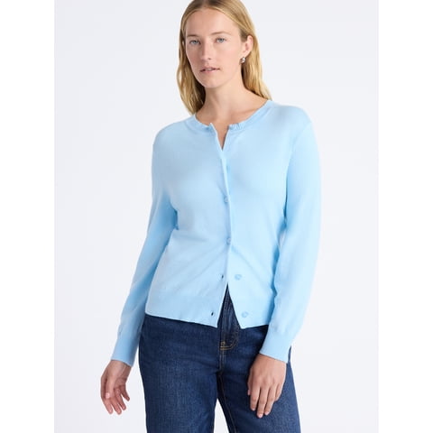 Women's and Women's Plus Solid, Stripe, & Print Classic Cozy Yarn Cardigan Sweater, Lightweight, Sizes XS-4X