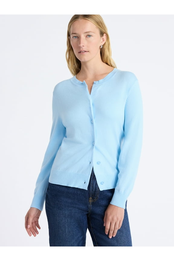 Women's and Women's Plus Solid, Stripe, & Print Classic Cozy Yarn Cardigan Sweater, Lightweight, Sizes XS-4X