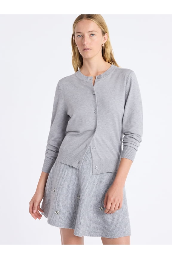 Women's and Women's Plus Solid, Stripe, & Print Classic Cozy Yarn Cardigan Sweater, Lightweight, Sizes XS-4X