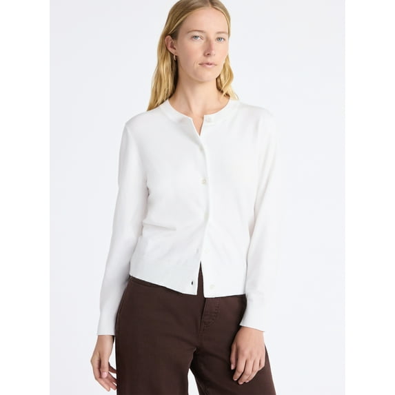 Free Assembly Women's and Women's Plus Solid, Stripe, & Print Classic Cozy Yarn Cardigan Sweater, Lightweight, Sizes XS-4X