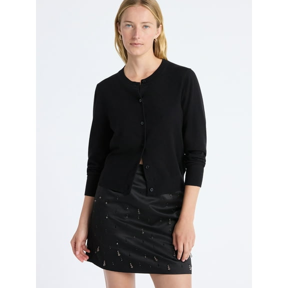 Free Assembly Women's and Women's Plus Solid, Stripe, & Print Classic Cozy Yarn Cardigan Sweater, Lightweight, Sizes XS-4X