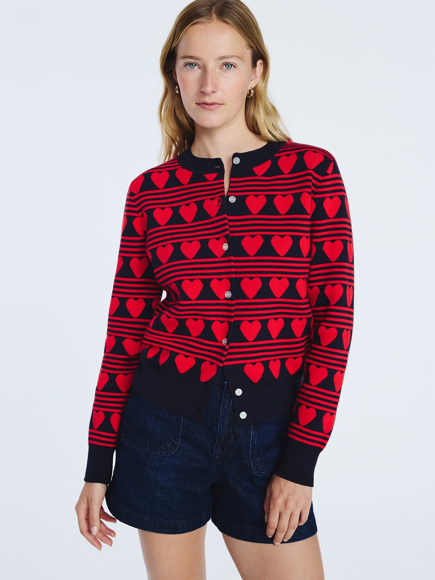 Free Assembly Women's and Women's Plus Solid, Stripe, & Print Classic Cozy Yarn Cardigan Sweater, Lightweight, Sizes XS-4X