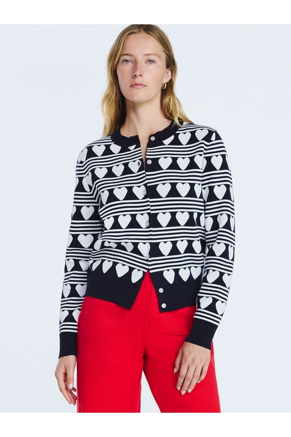 Women's and Women's Plus Solid, Stripe, & Print Classic Cozy Yarn Cardigan Sweater, Lightweight, Sizes XS-4X