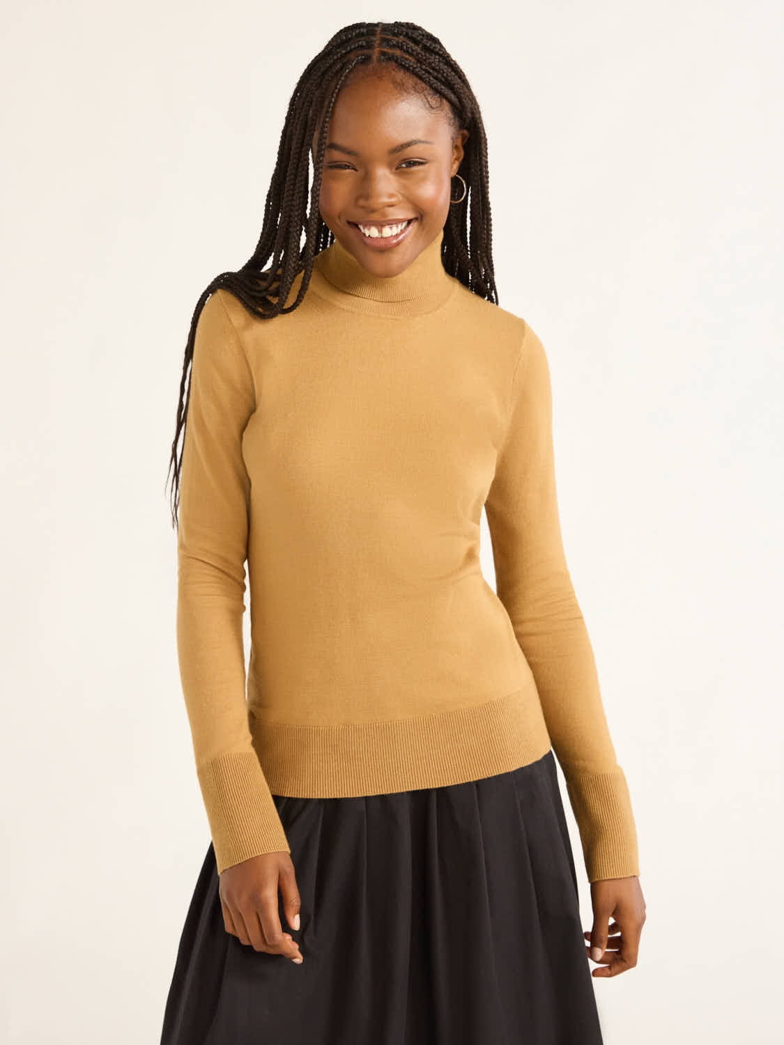 Free Assembly Women’s Cozy Yarn Classic Turtleneck Sweater with Long Sleeves, Lightweight, Size XS-XXL