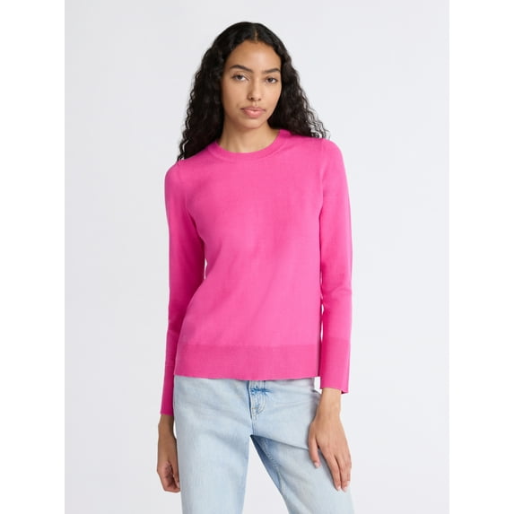 Free Assembly Women's and Women's Plus Cozy Yarn Crewneck Sweater with Long Sleeves. Lightweight, Sizes XS-4X
