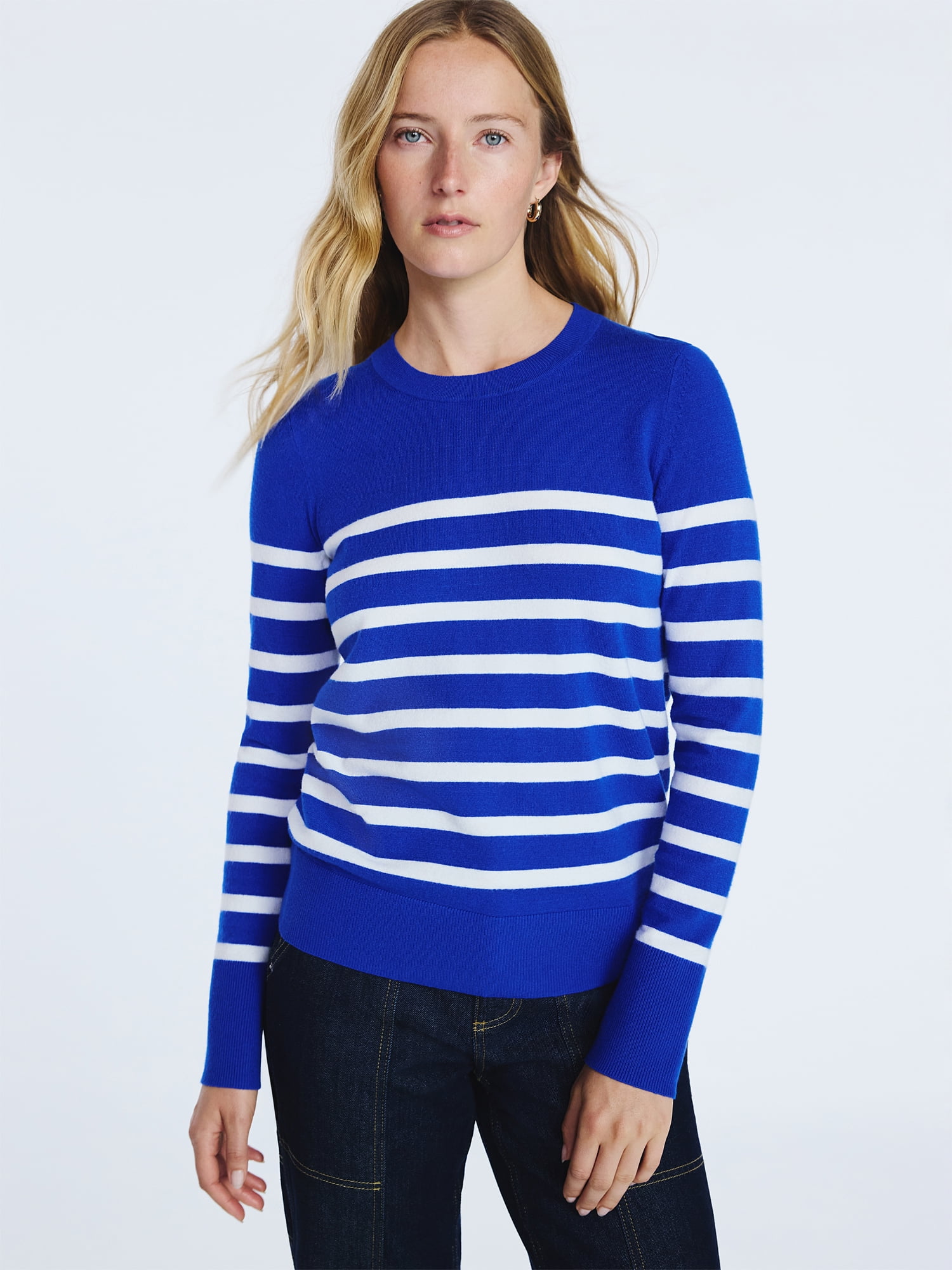 Free Assembly Women's and Women's Plus Cozy Yarn Crewneck Sweater with Long Sleeves. Lightweight, Sizes XS-4X
