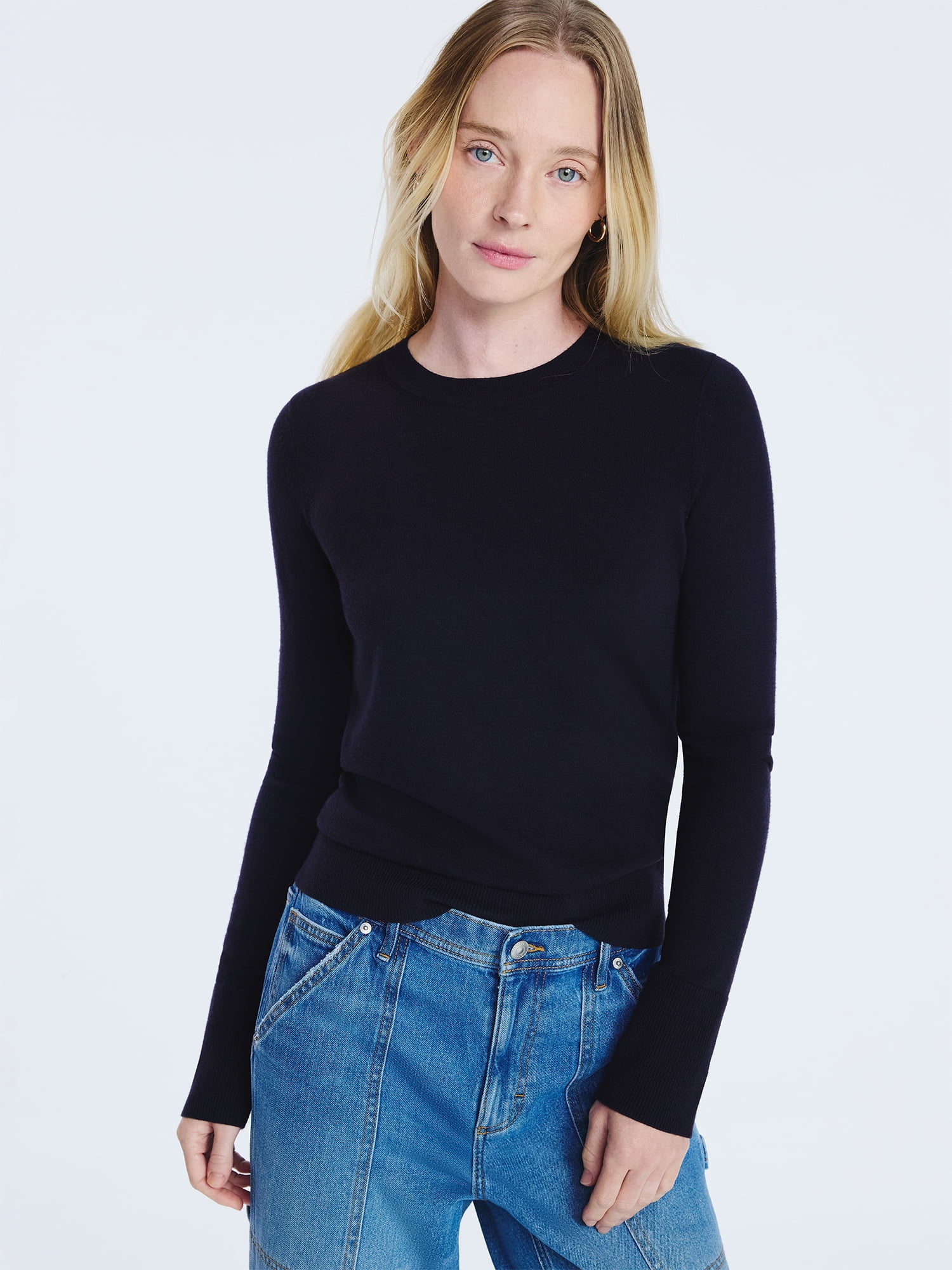 Free Assembly Women's and Women's Plus Cozy Yarn Crewneck Sweater with Long Sleeves, Lightweight, Sizes XS-4X