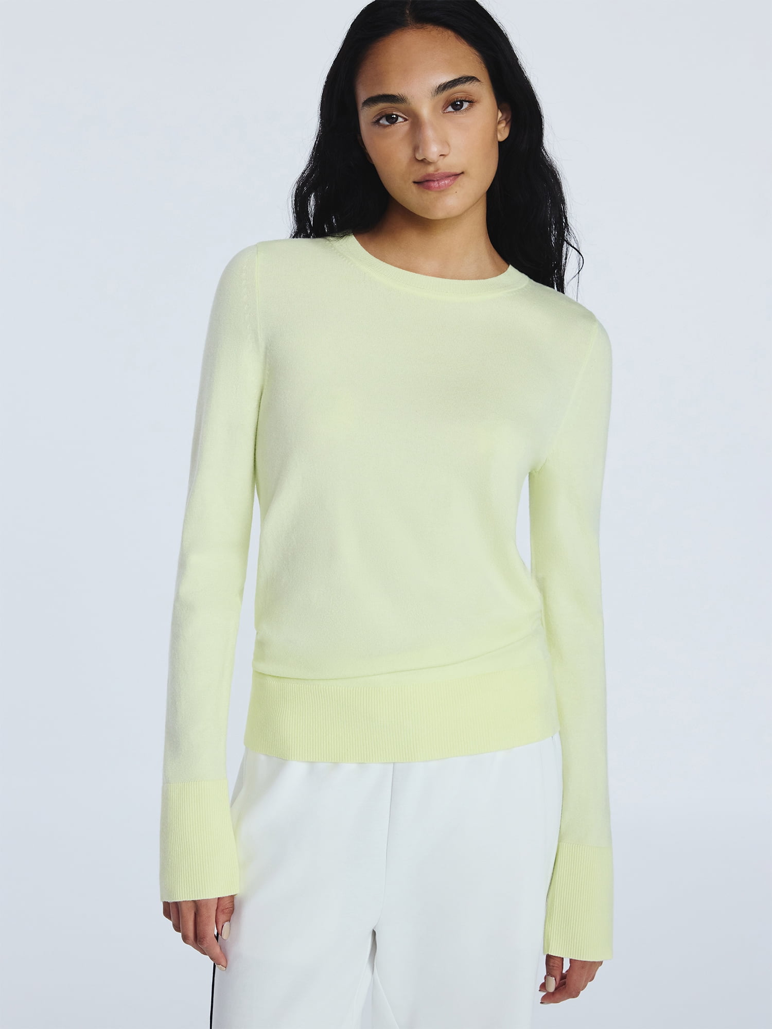 Free Assembly Women's and Women's Plus Cozy Yarn Crewneck Sweater with Long Sleeves. Lightweight, Sizes XS-4X