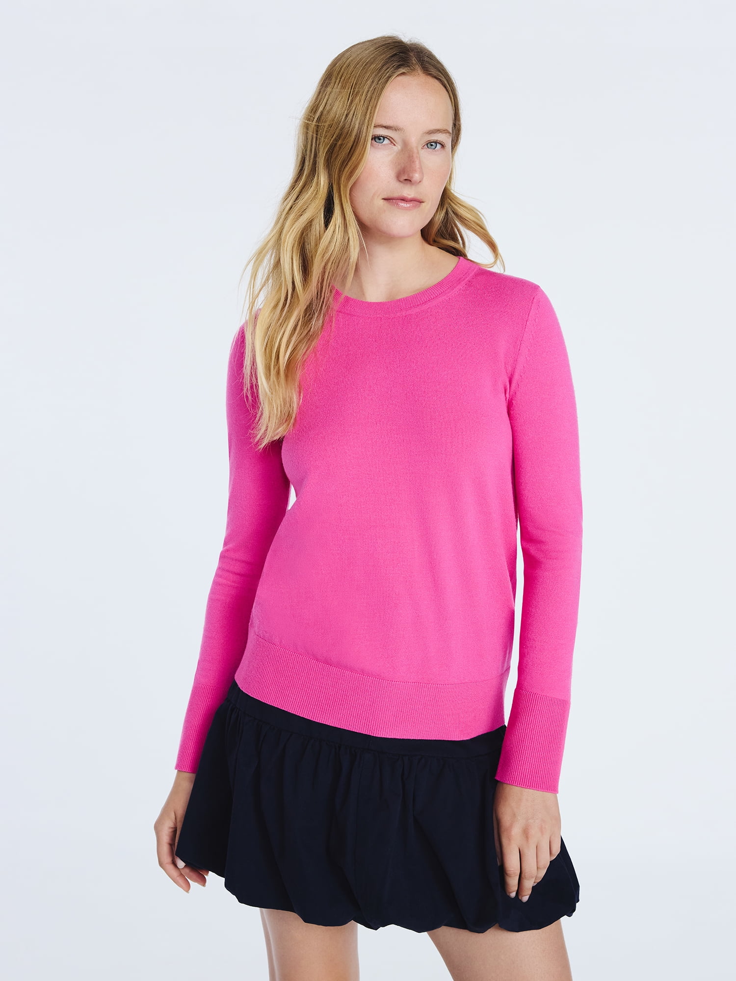 Free Assembly Women's and Women's Plus Cozy Yarn Crewneck Sweater with Long Sleeves, Lightweight, Sizes XS-4X