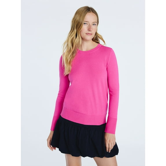 Free Assembly Women's and Women's Plus Cozy Yarn Crewneck Sweater with Long Sleeves, Lightweight, Sizes XS-4X