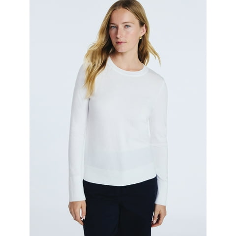 Women's and Women's Plus Cozy Yarn Crewneck Sweater with Long Sleeves, Lightweight, Sizes XS-4X