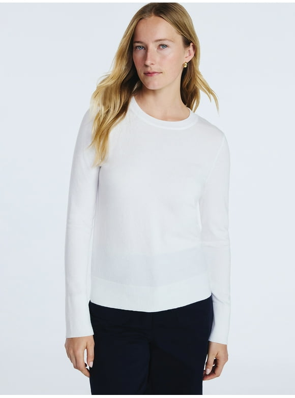 Women's and Women's Plus Cozy Yarn Crewneck Sweater with Long Sleeves, Lightweight, Sizes XS-4X