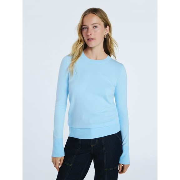 Free Assembly Women's and Women's Plus Cozy Yarn Crewneck Sweater with Long Sleeves, Lightweight, Sizes XS-4X