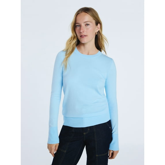 Free Assembly Women's and Women's Plus Cozy Yarn Crewneck Sweater with Long Sleeves, Lightweight, Sizes XS-4X