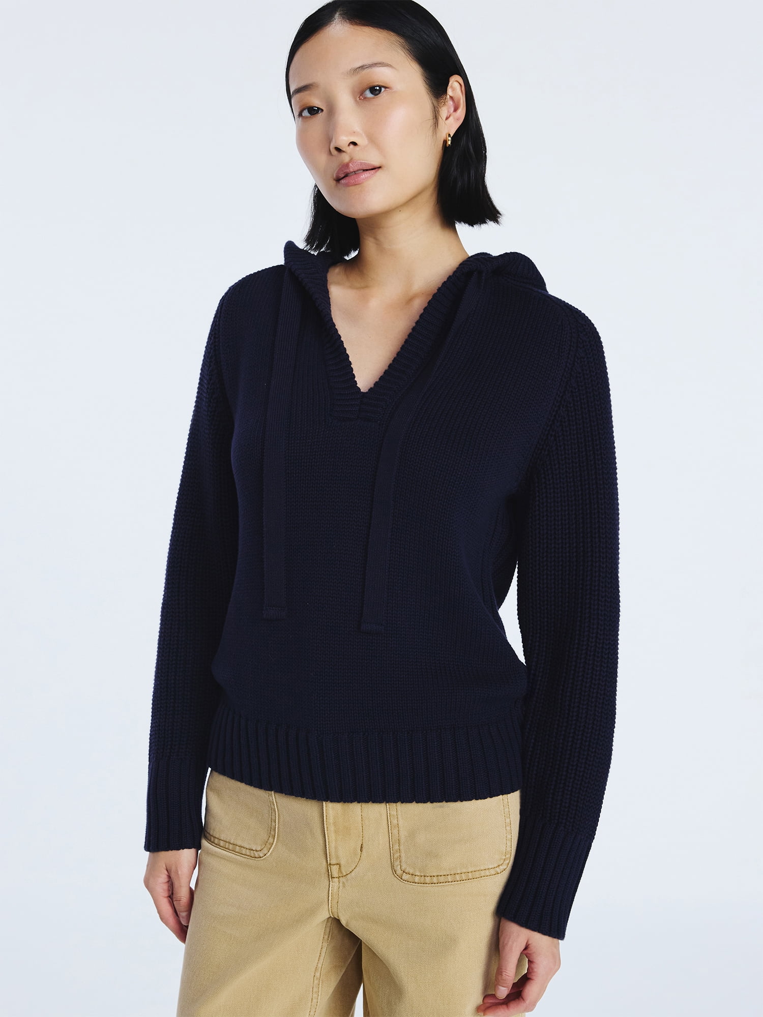 Free Assembly Women's Cotton Hoodie Sweater with Long Sleeves, Sizes XS-XXL