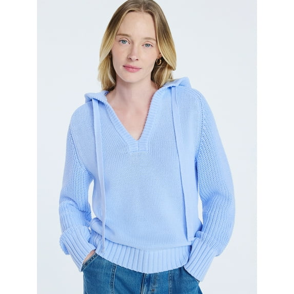 Free Assembly Women's Cotton Hoodie Sweater with Long Sleeves, Sizes XS-XXL