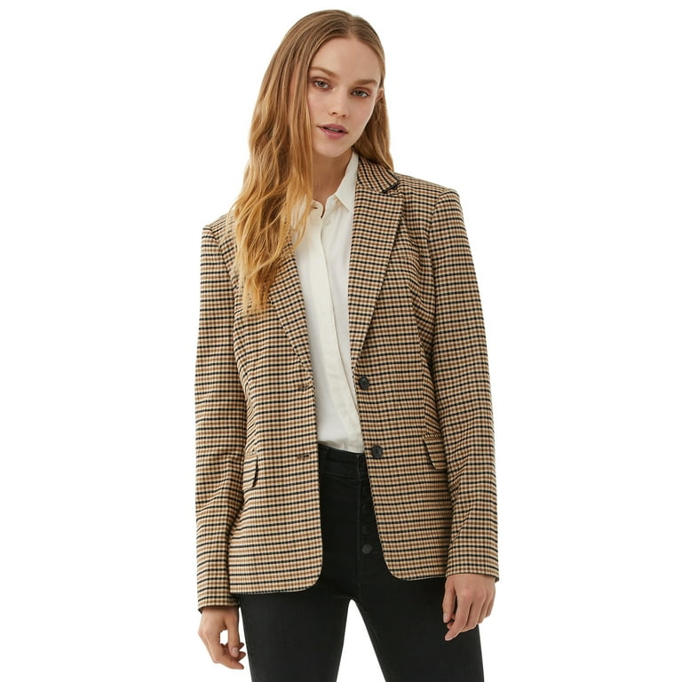 Free Assembly Long Sleeve Relaxed Fit Plaid Blazer (Women's) 1 Pack 