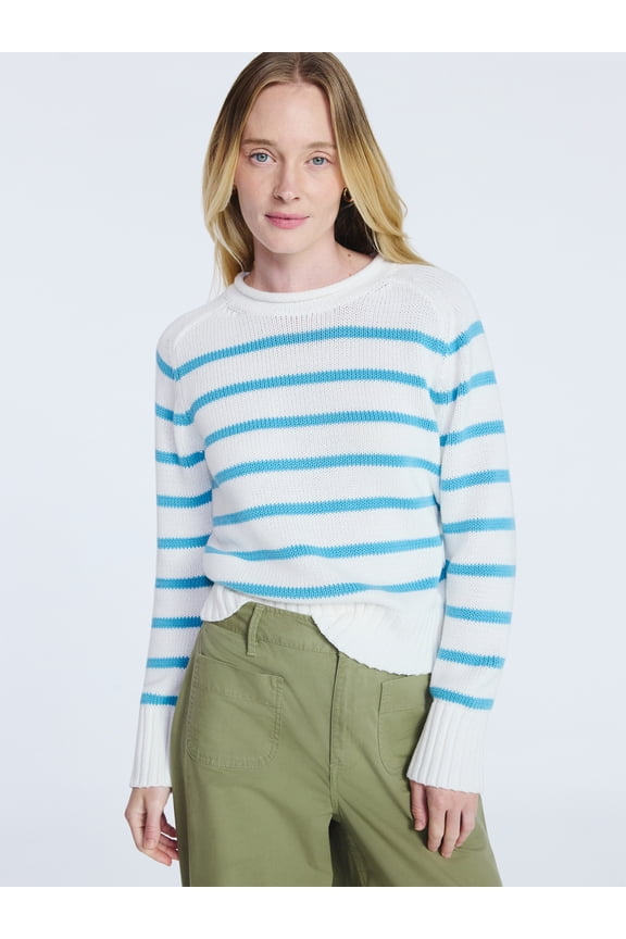 Women’s Saddle Shoulder Roll Neck Cotton Sweater with Long Sleeves, Sizes XS-XXL