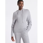 Free Assembly Women's Cozy Yarn Cable Knit Hoodie Sweater, Midweight, Size XS-XXL