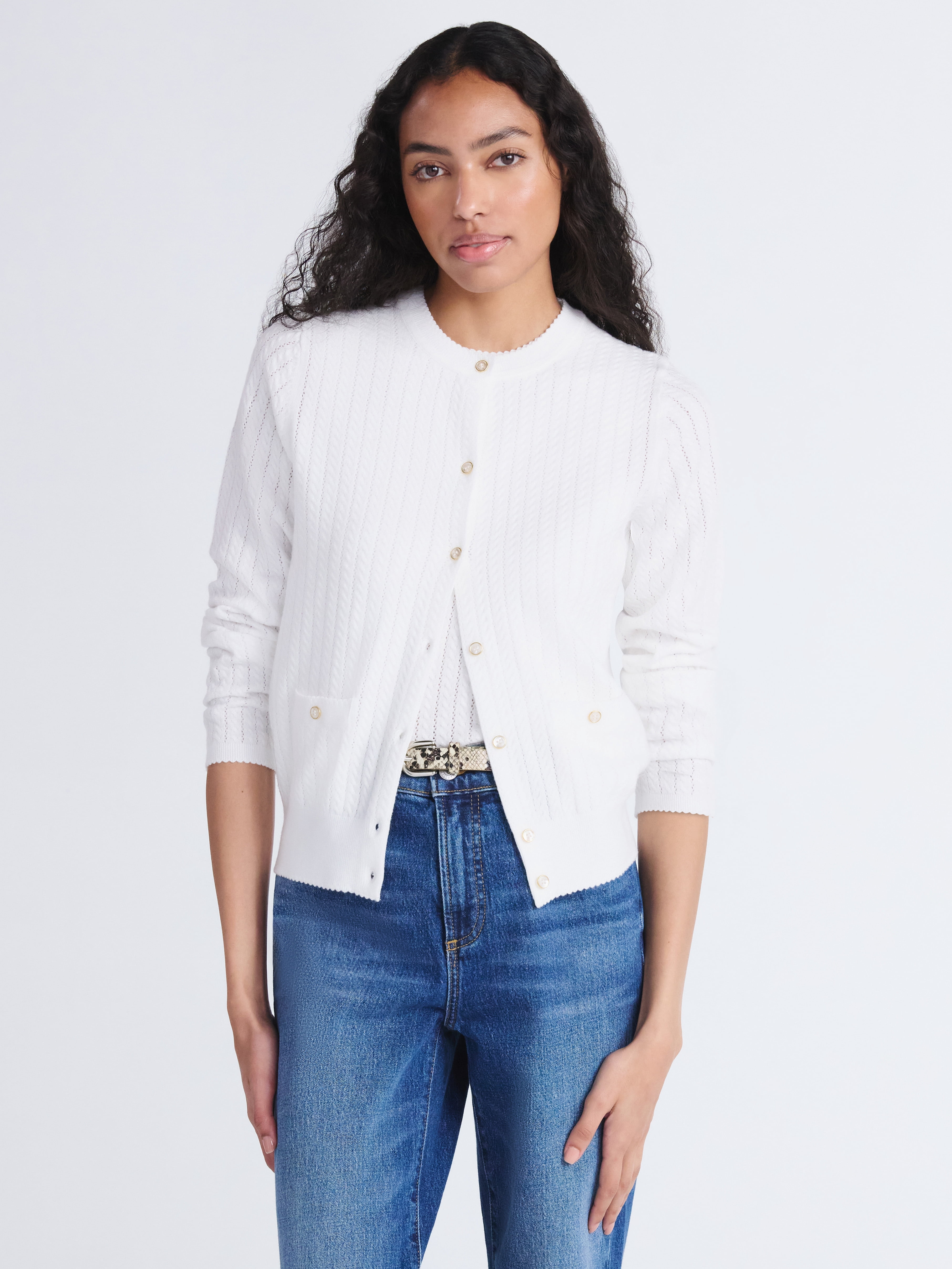 Free Assembly Women's and Women's Plus Cozy Yarn Welt Pocket Cable Cardigan Sweater, Midweight, Sizes XS-4X