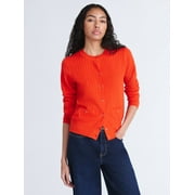 FREE ASSEMBLY Women's and Women's Plus Cozy Yarn Welt Pocket Cable Cardigan Sweater, Midweight, Sizes XS-4X