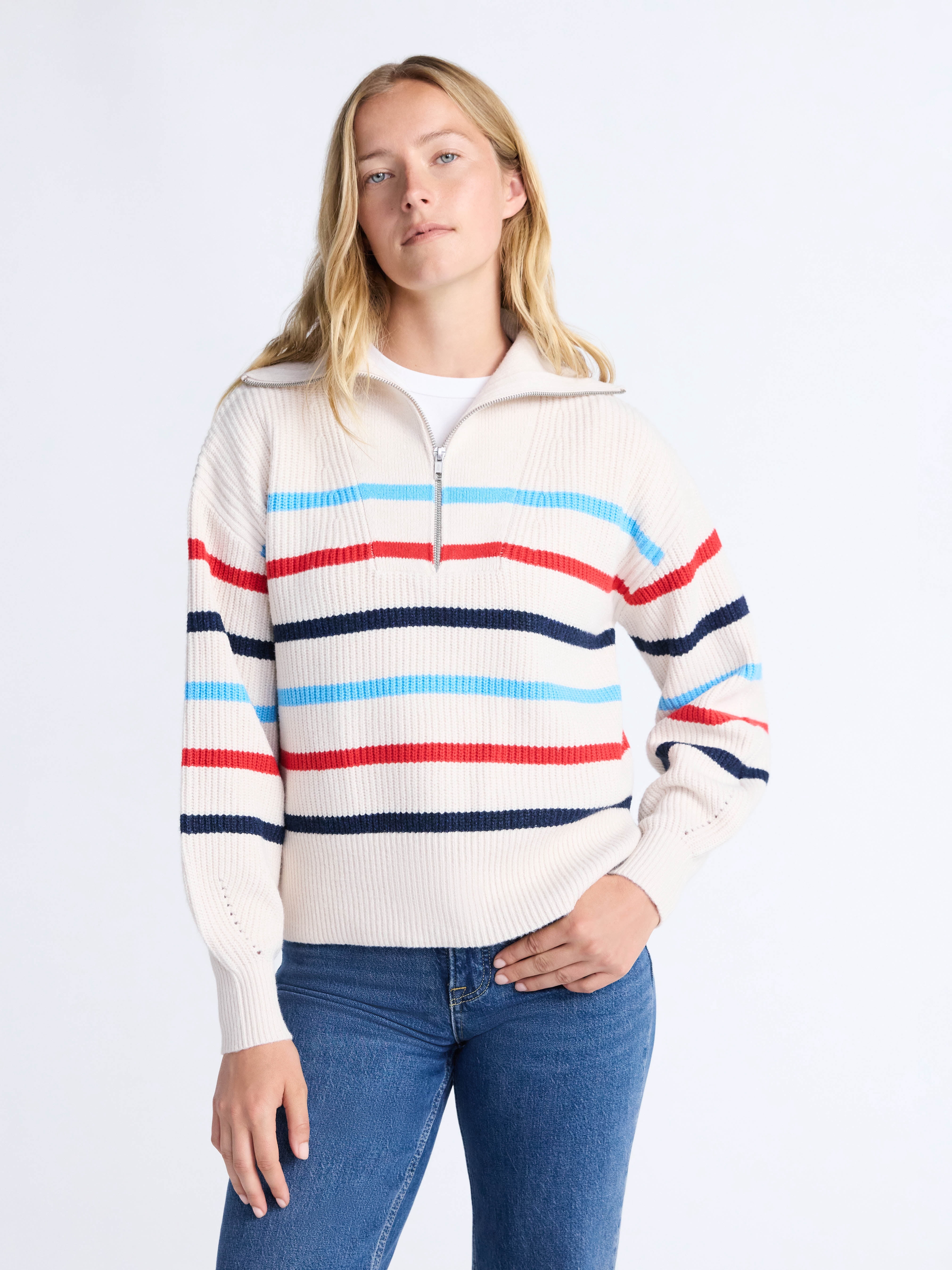 Free Assembly Women's and Women's Plus Half Zip Sweater with Long Sleeves, Midweight, Sizes XS-4X