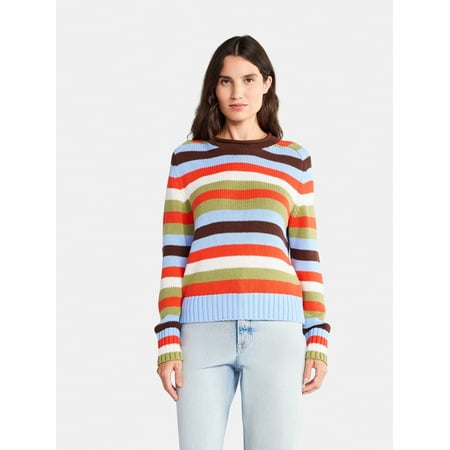 Free Assembly Women’s Saddle Shoulder Roll Neck Cotton Sweater with Long Sleeves, Sizes XS-XXL