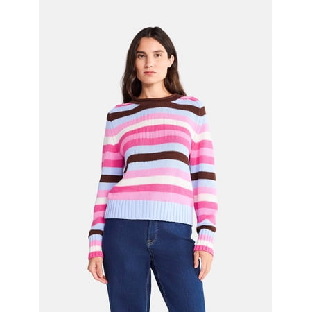 Free Assembly Women’s Saddle Shoulder Roll Neck Cotton Sweater with Long Sleeves, Sizes XS-XXL