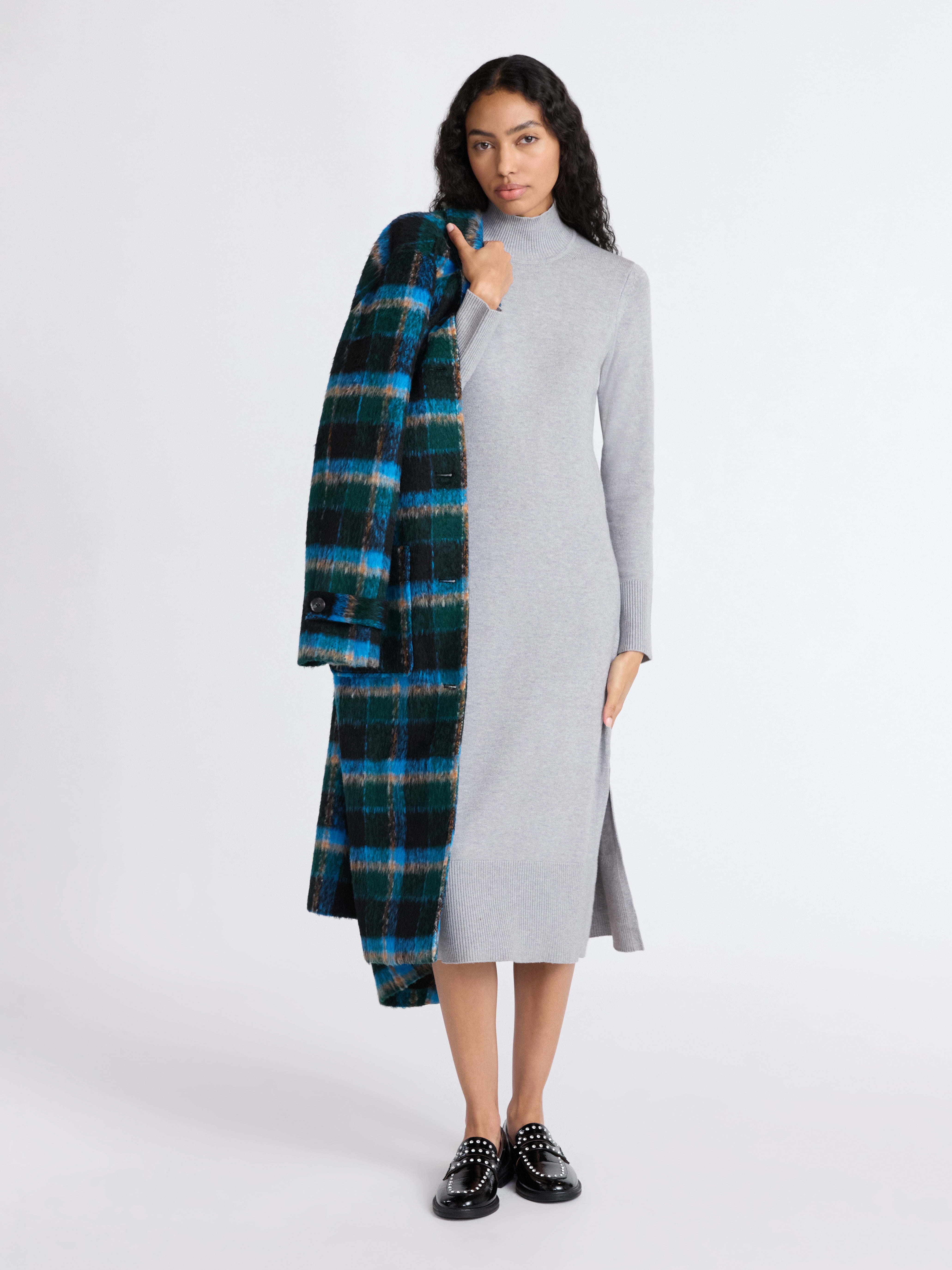 Free Assembly Women's Turtleneck Sweater Midi Dress with Long Sleeves, Sizes XS-XXL