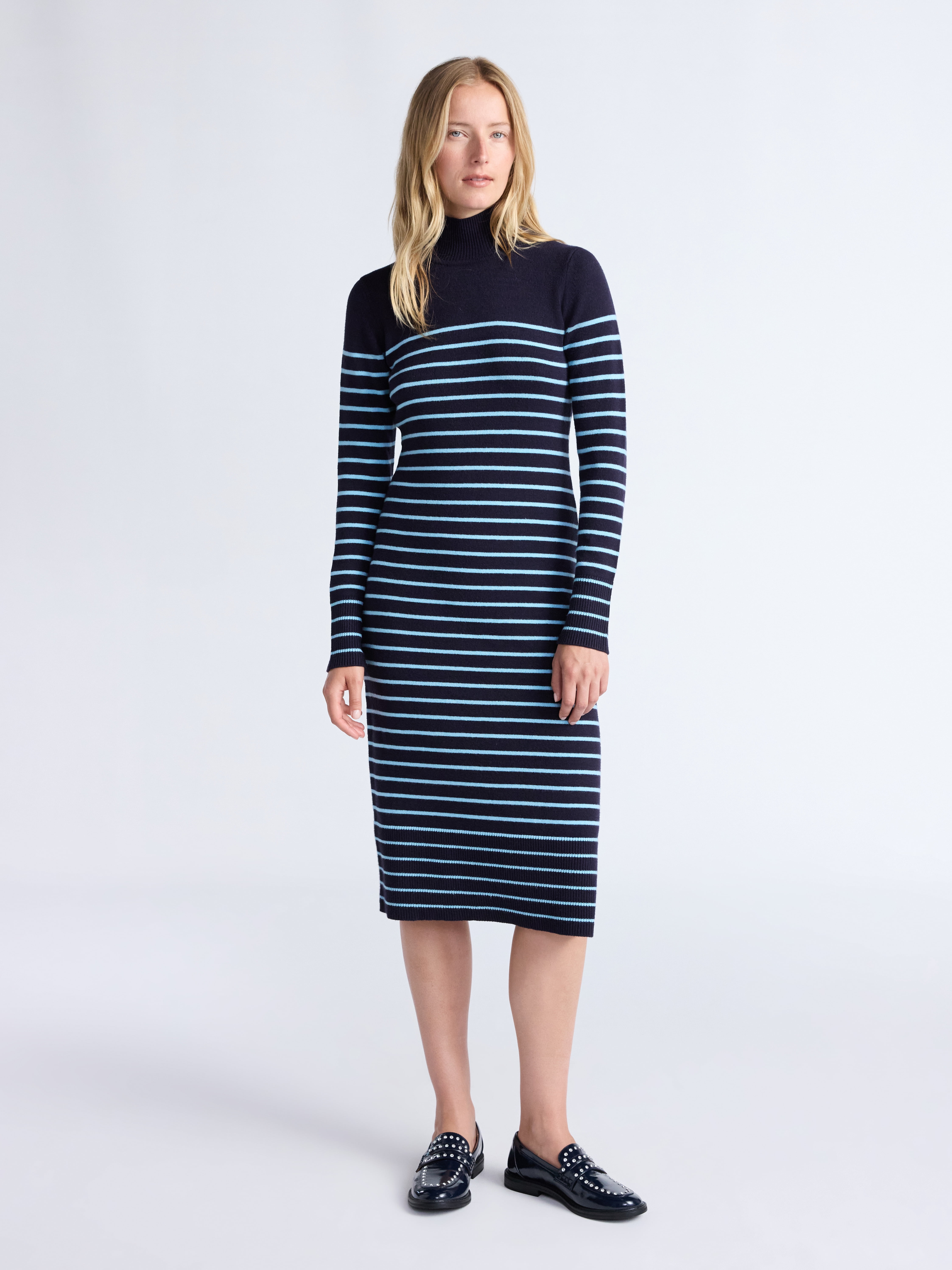Free Assembly Women's Turtleneck Sweater Midi Dress with Long Sleeves, Sizes XS-XXL