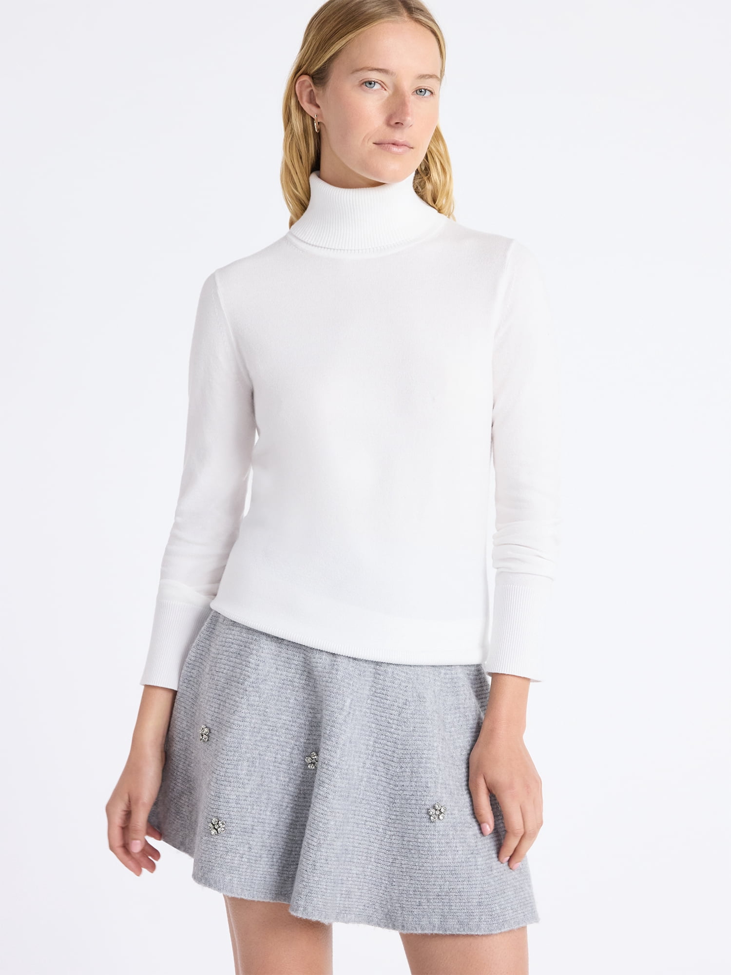 Free Assembly Women's Cozy Yarn Turtleneck Sweater with Long Sleeves, Sizes XS-XXL